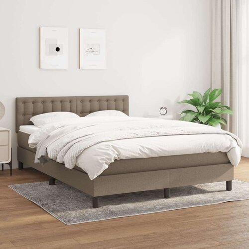  Krevet s oprugama i madracem smeđesivi 140x200 cm tkanina Slike