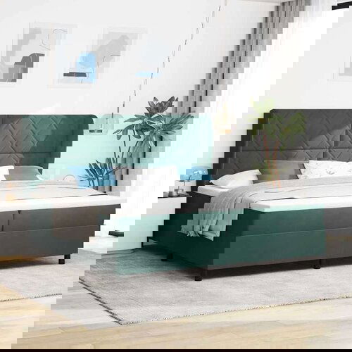 Box spring krevet Tamnozelena 200 x 200 cm Baršun Cijene