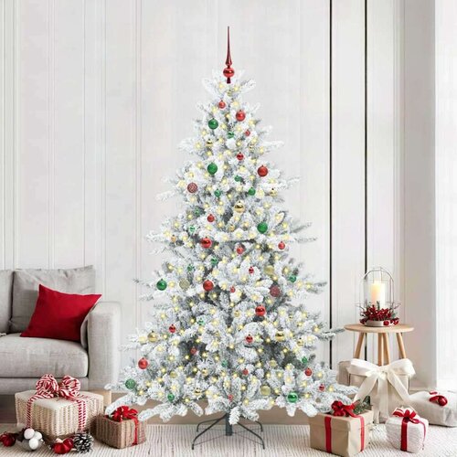 vidaXL Umjetno božićno drvce s nogom with LEDs s stalakom 210cm PVC Cijene
