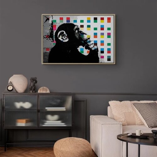  Slika - Banksy The Thinker Monkey 60x40 U prirodnom drvenom okviru Slike