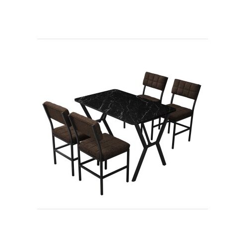 Hanah home Set Trpezarijski sto i 4 stolice Dubai Brown Black Slike