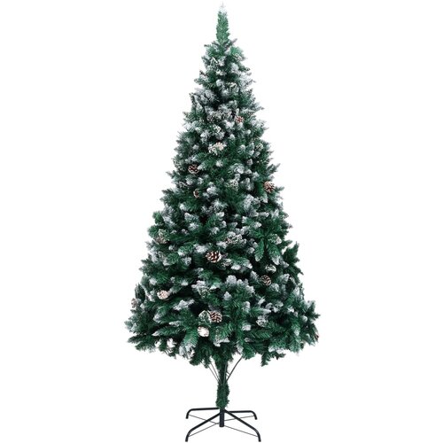 vidaXL Umetna novoletna jelka s storži in belim snegom 210 cm, (20671155) Cene