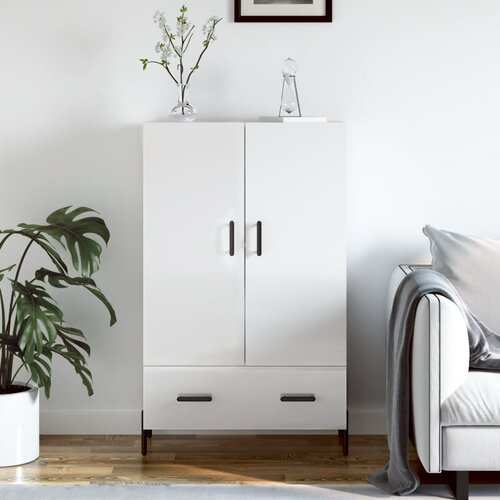 vidaXL Visoka omara visok sijaj bela 69,5x31x115 cm inženirski les Cene