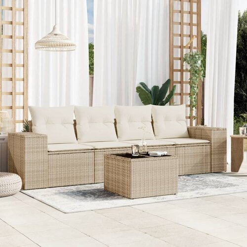  5-dijelni vrtni set sofa s jastucima bež od poliratana Cijene