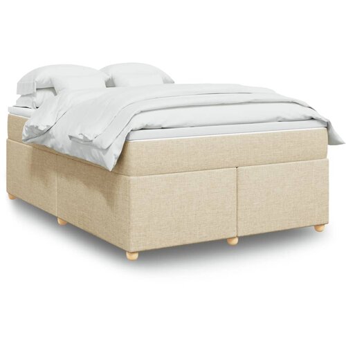 vidaXL Box spring postelja z vzmetnico krem 160x200 cm blago Cene