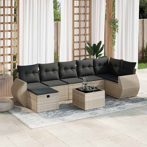vidaXL 8-dijelni set vrtnih sofa od poliratana s jastucima svjetlosivi Cijene