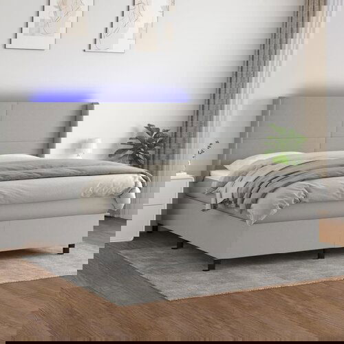 The Living Store Box spring postelja z vzmetnico LED sv. siva 180x200 cm blago - Box Spring Postelja, (21515557) Slike