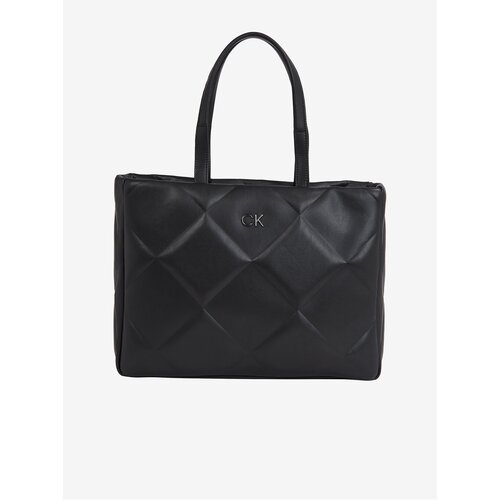 Calvin Klein Black Women's Patterned Re-Lock Quilt Tote Handbag - Women Cene