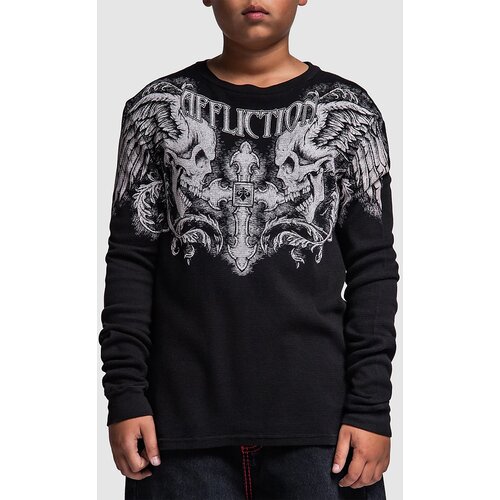 Affliction Winged Up Thermal Longsleeve T-Shirt black Cene