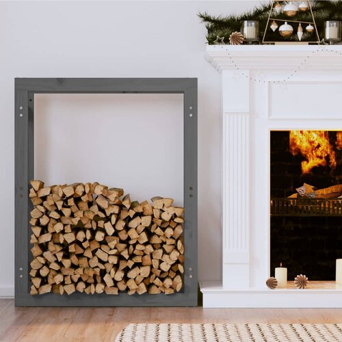 vidaXL Stalak za drva za ogrjev sivi 80x25x100 cm od masivne borovine Cijene