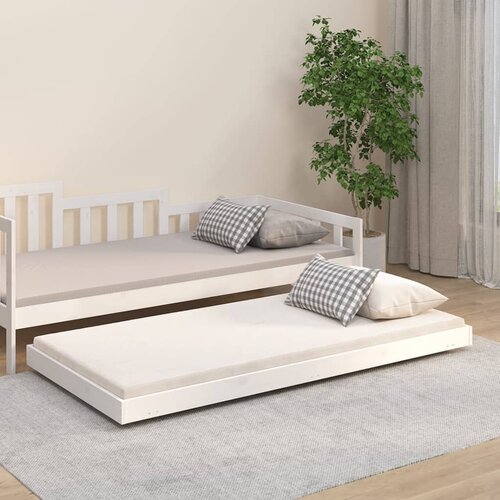 VidaXL Posteljni okvir bel 90x190 cm trdna borovina Slike