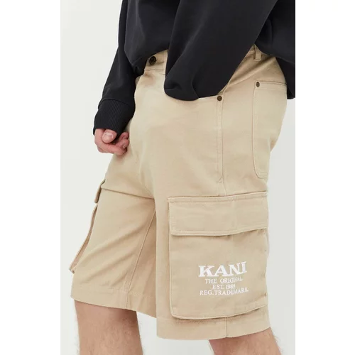 Karl Kani Bombažne kratke hlače bež barva
