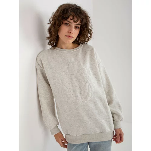 Fashion Hunters Light grey hoodless sweatshirt with embroidery