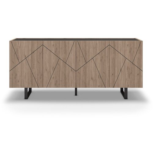 Marckeric Crna/natur niska komoda u dekoru hrasta 180x80 cm Milena - Slike
