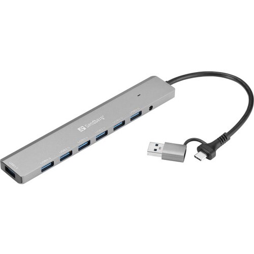  USB HUB Sandberg 136-66 USB-A/USB-C 7 port USB 3.0 Slike