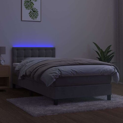  Box spring s madracem LED svjetlosivi 90x190 cm bar&amp;scaron;un Slike