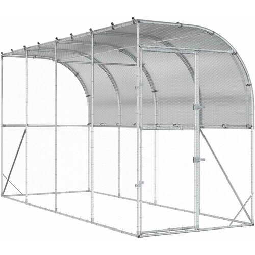  Kavez za piletinu uz zid Srebrna 600 x 150 x 215 cm Slike