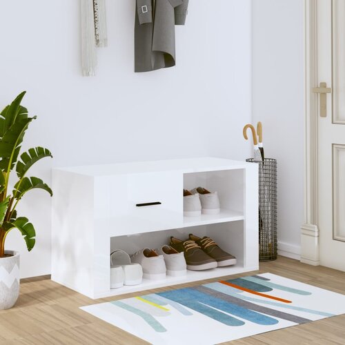 VidaXL Ormarić za cipele sjajni bijeli 80x35x45 cm konstruirano drvo Slike