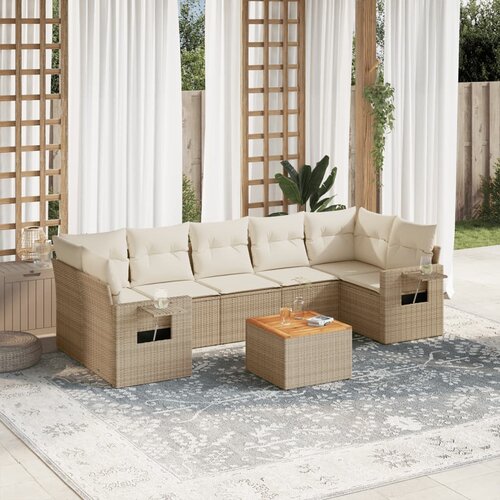 VidaXL 8-dijelni set vrtnih sofa od poliratana s jastucima bež Slike