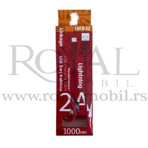  USB kabal LINKAGE LKCB-12 2A 1m Lightning crvena Cene