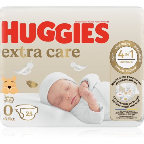 Huggies Extra Care Size 0 plenice za enkratno uporabo <4 kg 25 kos Cene