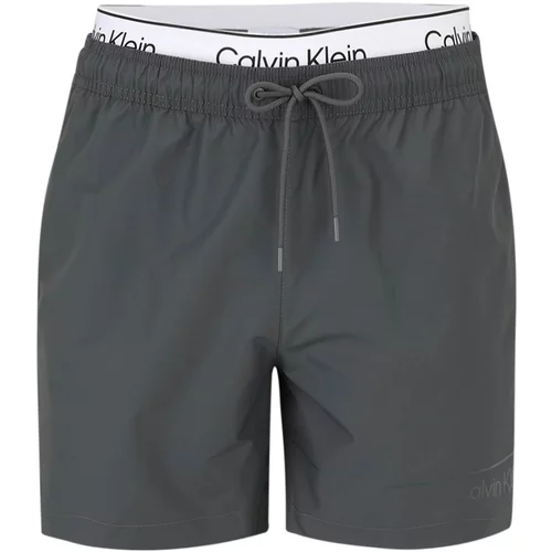 Calvin Klein Swimwear Kratke kopalne hlače 'META LEGACY' grafit / bela