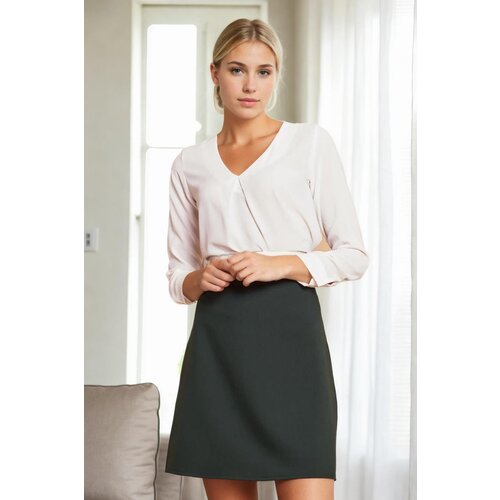 Dewberry 60086 Knee Length Bell Skirt-GREEN Cene