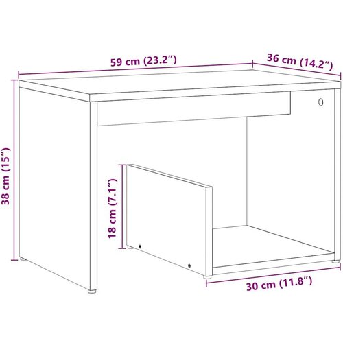 VidaXL Pomoćni stol Artisan hrast 59x36x38 cm izrađeno drvo Slike