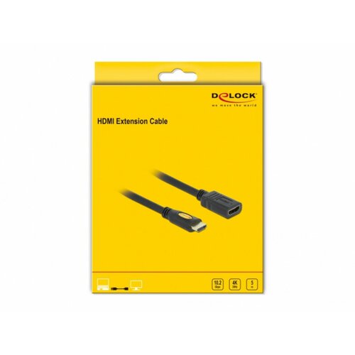 Delock HDMI produžetak HDMI-A utikač, HDMI-A utičnica 5.00 m crna 83082 pozlaćeni kontakti HDMI kabel Cijene