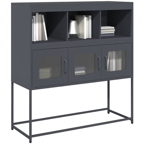 VidaXL Komoda antracitna 100,5x39x107 cm hladno valjano jeklo Slike