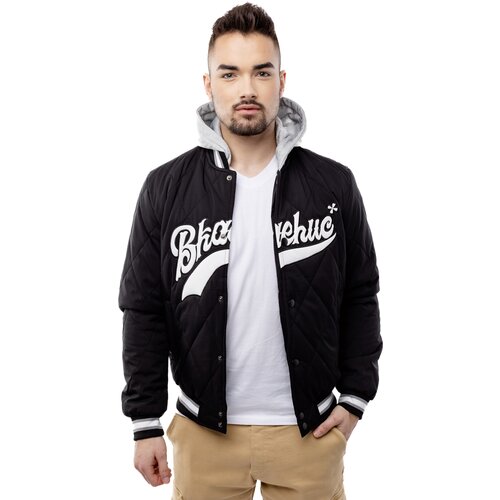 Glano Men's Quilted Bomber Jacket with Hood - Black Cene