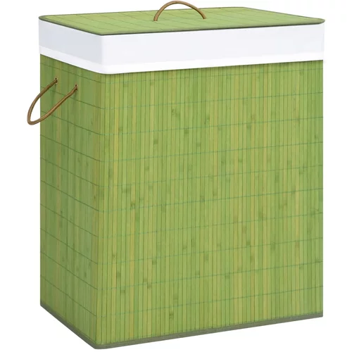  Košara za rublje od bambusa s 2 odjeljka zelena 100 L