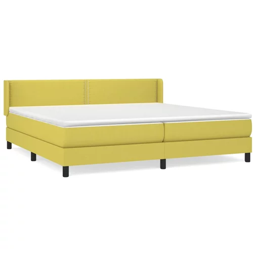 vidaXL Box spring postelja z vzmetnico zelen 200x200 cm blago, (20893450)