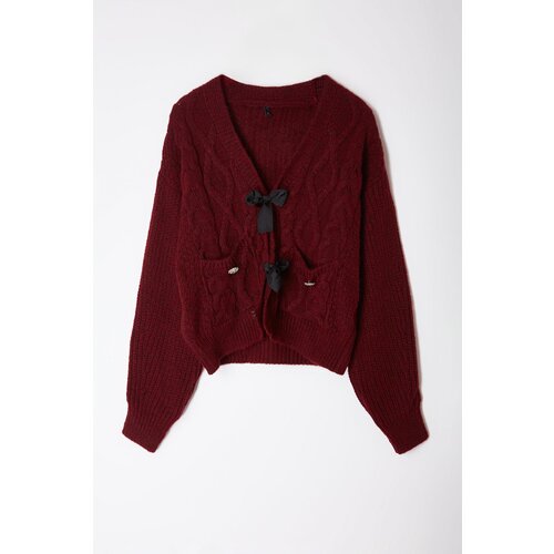 Trendyol claret Red Soft Textured Hair Knitted Knitwear Sweater Slike