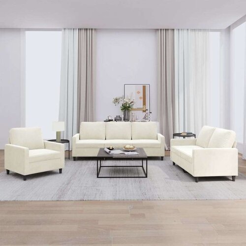  3-dijelni set sofa s jastucima krem baršunasti Cijene