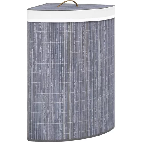 vidaXL Kotna košara za perilo iz bambusa siva 60 L, (20687065)