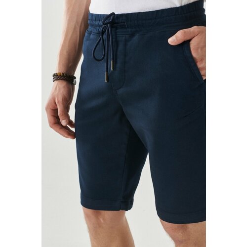 ALTINYILDIZ CLASSICS Men's Navy Blue Slim Fit Slim Fit Normal Waist Flexible Casual Shorts with Side Pockets Slike