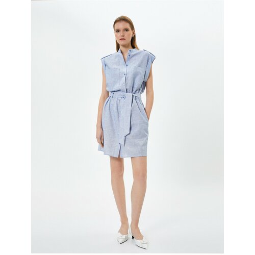 Koton Shirt Dress Belted Buttoned Linen Blended Slike