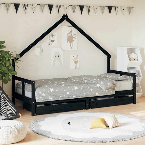 vidaXL Okvir dječjeg kreveta s ladicama crni 80 x 200 cm od borovine Cene