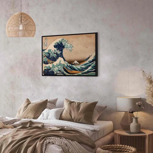  Slika - The Great Wave off Kanagawa (Reproduction) 90x60 U crnom drvenom okviru Slike