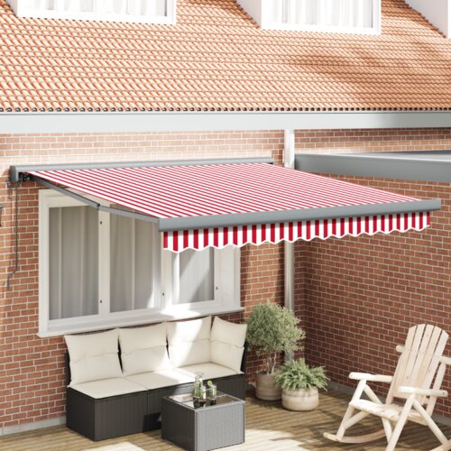 VidaXL Automatska Uvlačiva Tenda Crvena i Bijela Pruga 300x250 cm Slike