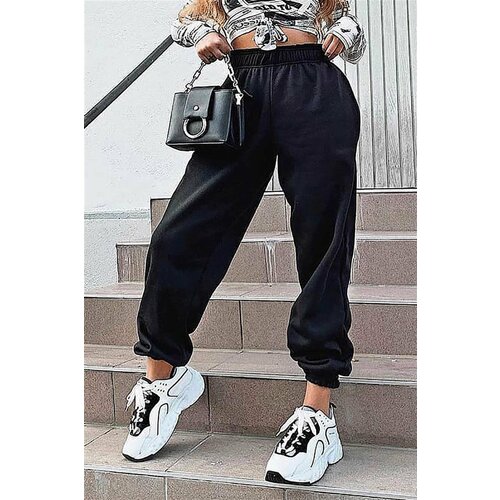 Madmext Mad Girls Black Oversized Women's Tracksuits With Elastic Legs Mg324. Slike