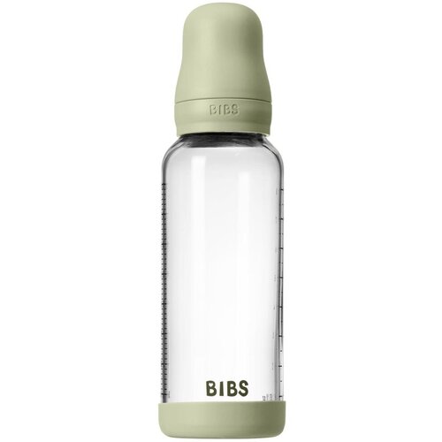 Bibs Baby Glass Bottle Round Latex antikolična steklenička Sage 240 ml Cene