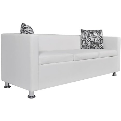 Maison Chic kavč - Sofa - Kanape trosed umetno usnje bele barve, (21726731) Slike
