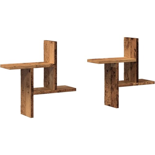 Maison Chic 2 kosi Stenske Police - Viseče police starinski les 38x12x38 cm inženirski les, (21794002) Cene
