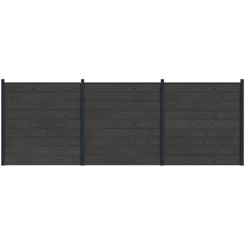 PANEL ograde 3 pcs WPC i aluminij Crna Slike