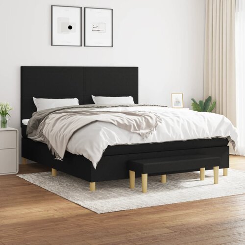The Living Store Box spring postelja z vzmetnico črna 180x200 cm blago - Box Spring Postelja, (21503705) Cene