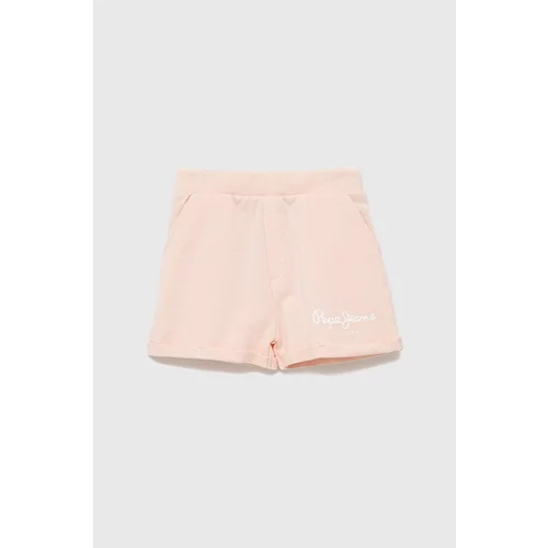 Pepe Jeans Dječje pamučne kratke hlače boja: ružičasta, s tiskom, podesiv struk