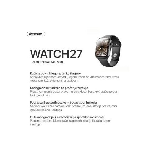  Smart watch REMAX Watch27 42mm crni Cene