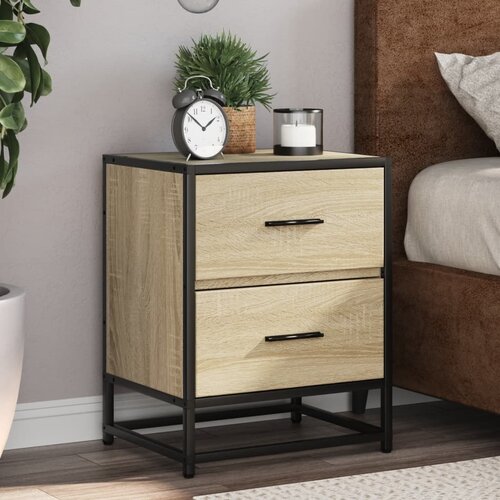 VidaXL Nočna omarica sonoma hrast 40x31x50 cm inženirski les Slike